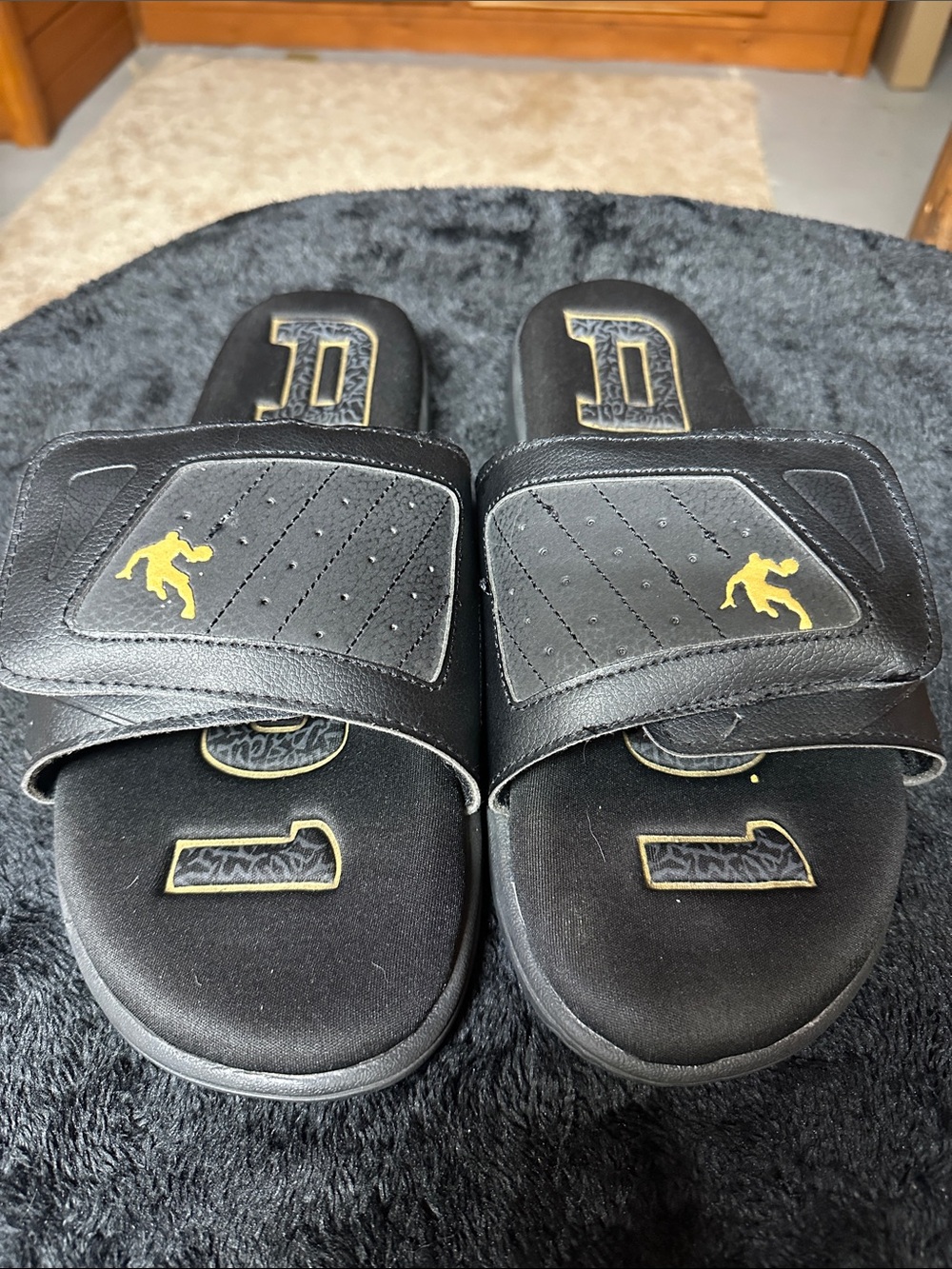 ANDI SZ 13 Men's Black Slide Sandals with Adjustable Strap